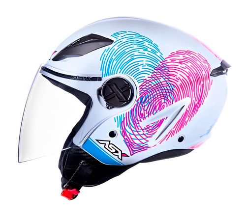 Capacete ASX City Air Passion Branco Rosa Azul