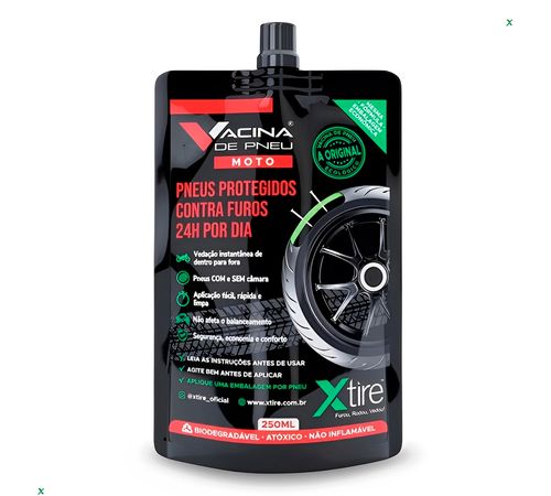 Vacina Pneu Selante Anti-furo 250ml - XTire - Vacina Selante Reparo de Pneu - Xtire