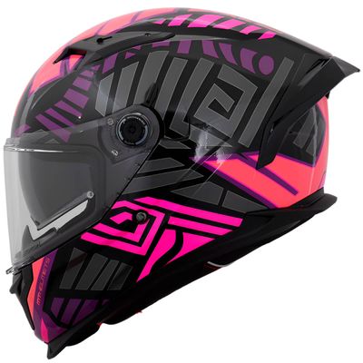 Capacete MT Braker SV Zebra B8 Preto Rosa Fluor