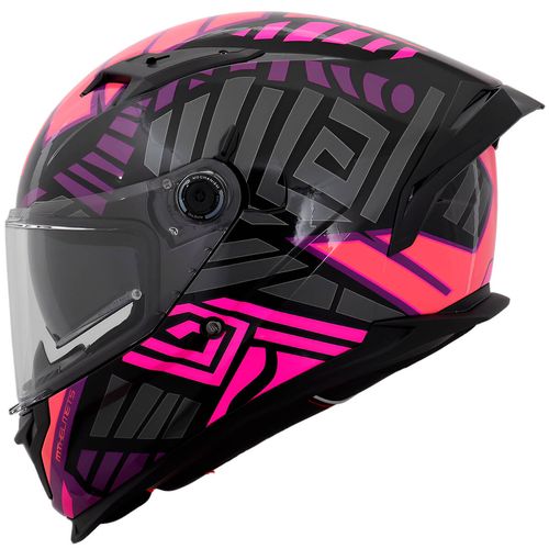 Capacete MT Braker SV Zebra B8 Preto Rosa Fluor