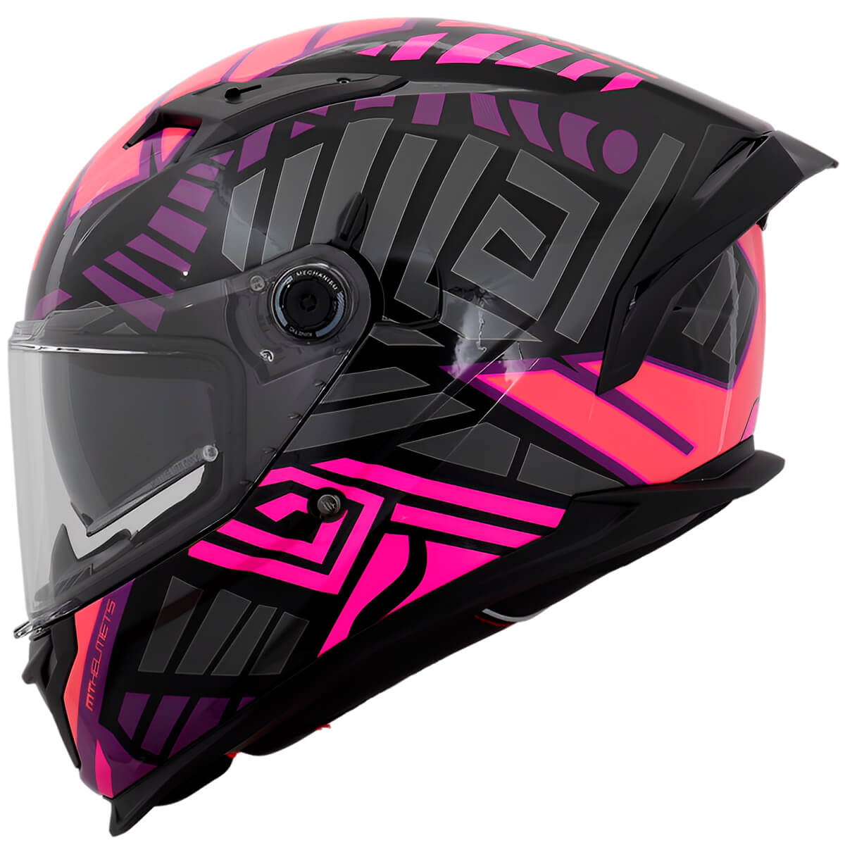 Capacete MT Braker SV Zebra B8 Preto Rosa Fluor