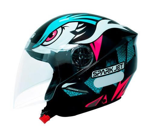 Capacete EBF Spark Jet Dragon Preto Tiffany Fosco