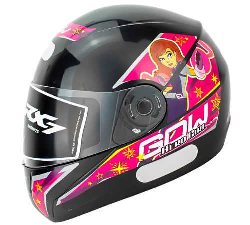 Capacete Infantil Gow Hero Girl Preto Rosa 54