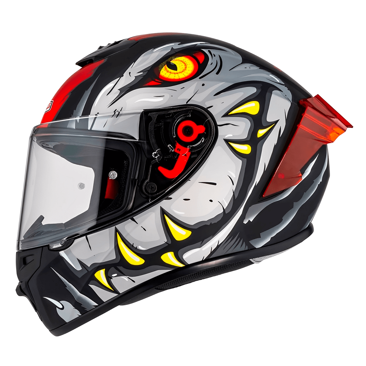 Capacete NZI Trendy 3 Stream Raptor Preto Cinza Vermelho