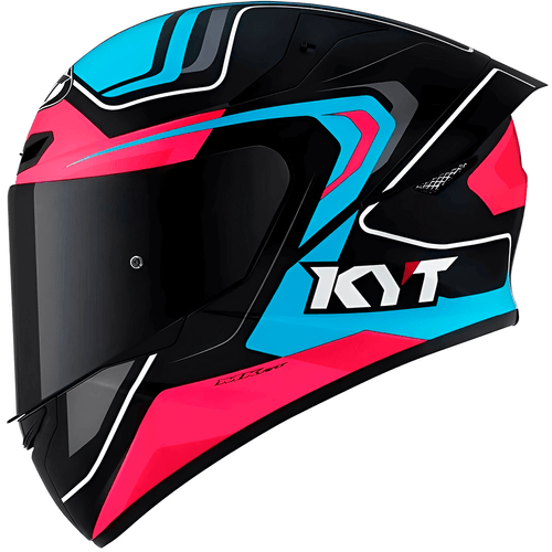 Capacete KYT TT Course Overtech Preto Rosa Azul