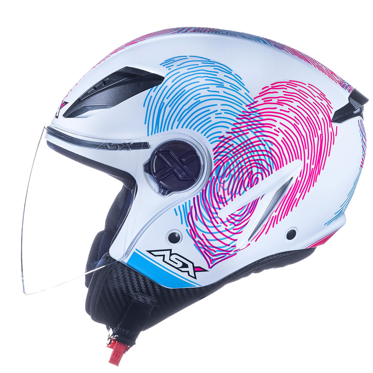 Capacete ASX City Air Passion Branco Rosa Azul 60
