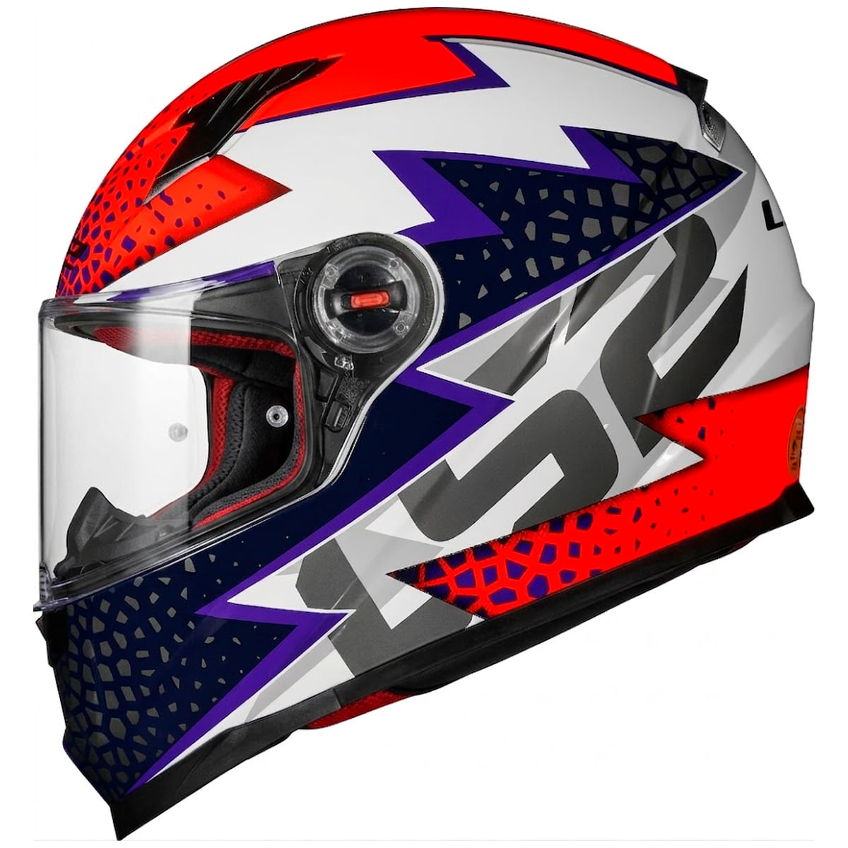 Capacete Original LS2 FF358 Speedy Branco Roxo Laranja