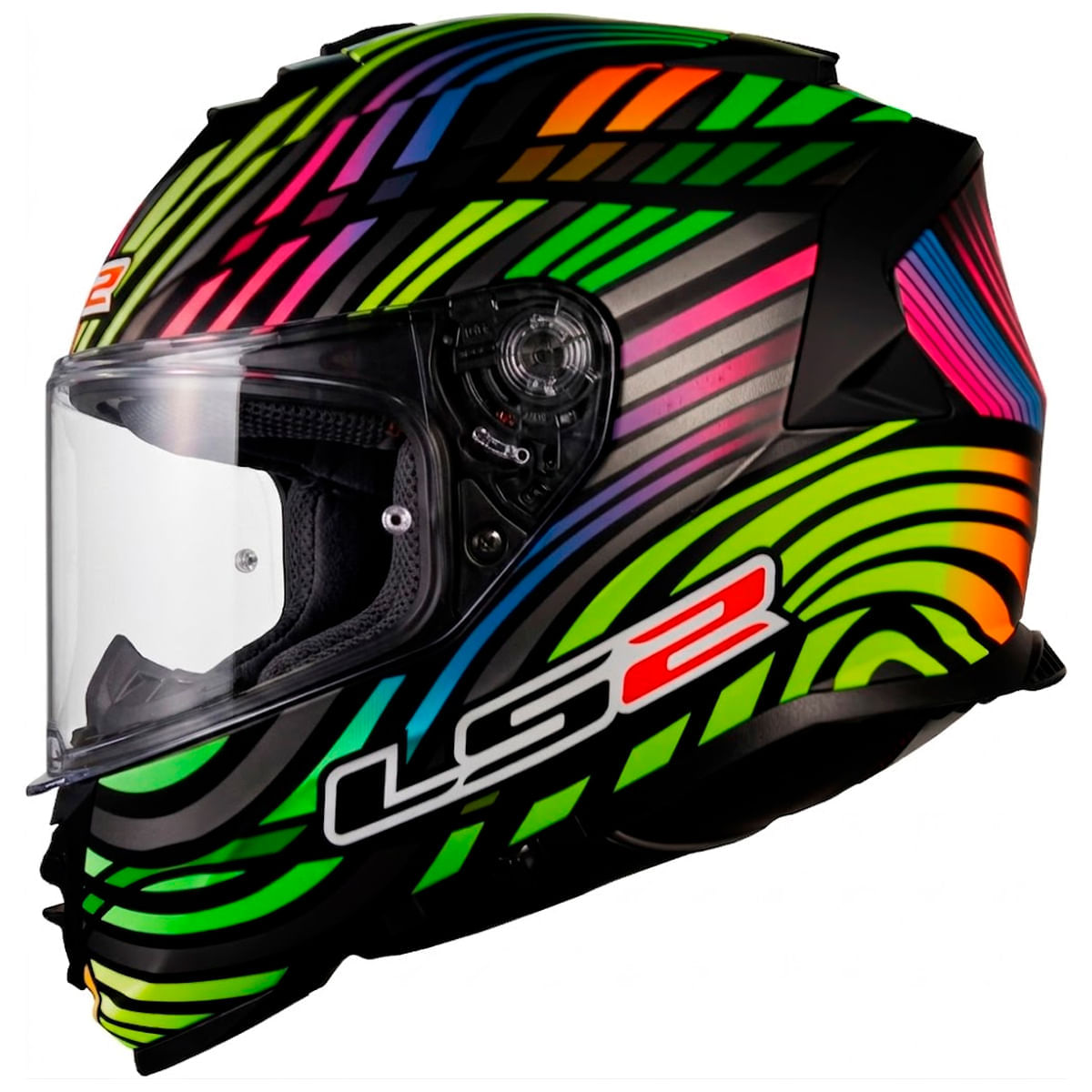 Capacete LS2 FF800 Storm Power Rainbow Preto Fosco