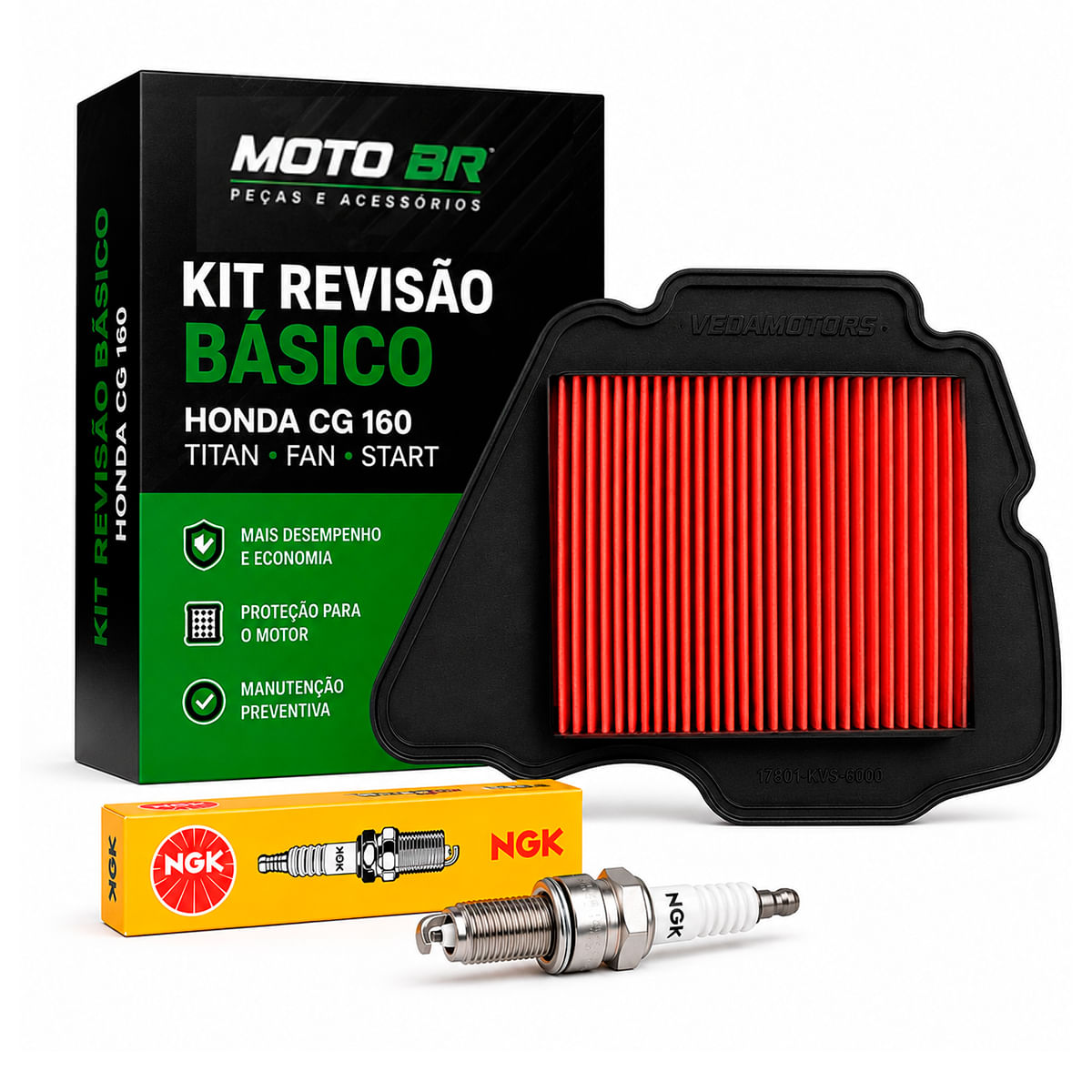 Kit Revisão Básico CG 160 Titan Fan (Filtro Ar + Vela)